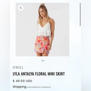 O'Neill Red/coral  and Yellow Patterned Skirt